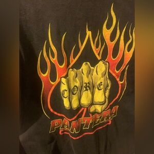 vintage Pantera "Core" band t-shirt with a fist, spade, and flames design